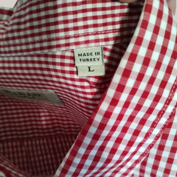 Burberry London Gingham Poplin Long-Sleeve Button-Up Shirt Mens Red/White Large - Picture 4 of 12